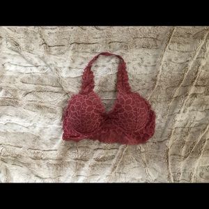 PINK floral halter-top bralette